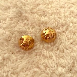 Tory Burch logo gold stud earrings